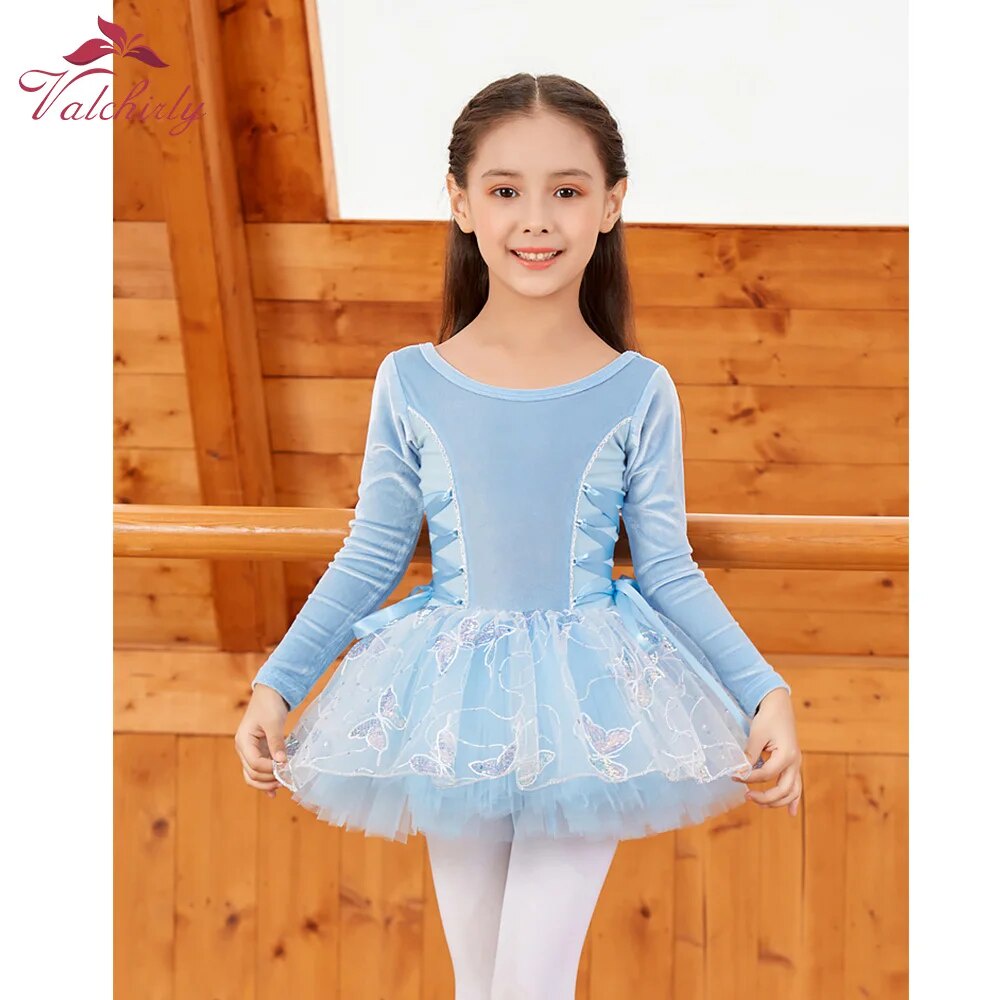 04s Long Sleeves Girls Ballet Dress Tutu Kids Leotard Classic Dance