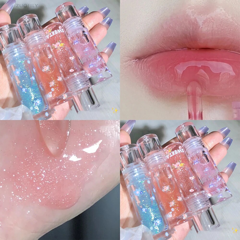 37m Flowers Crystal Lip Oil Water Light Shiny Lip Gloss Toot Lips ...