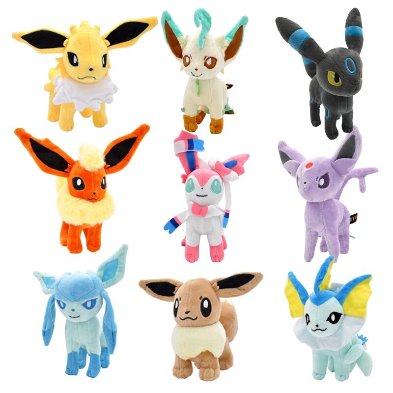 19l 10 Styles Pokemon Eevee Plush Doll Glaceon Jolteon Umbreon Eevee ...