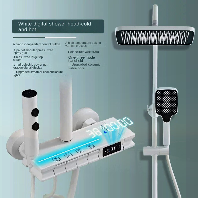 Mood Digital Display Shower Set Four Levels Piano Keys Waterfall Shower ...