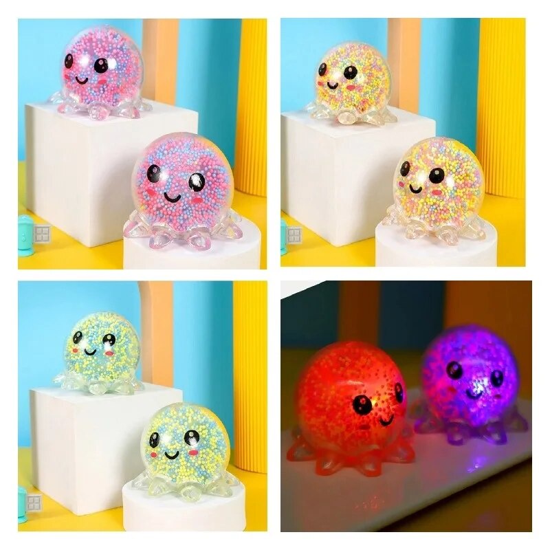 72E Glowing Light Squid Vent Ball Squeeze Toys Decompression Toy Bubble ...