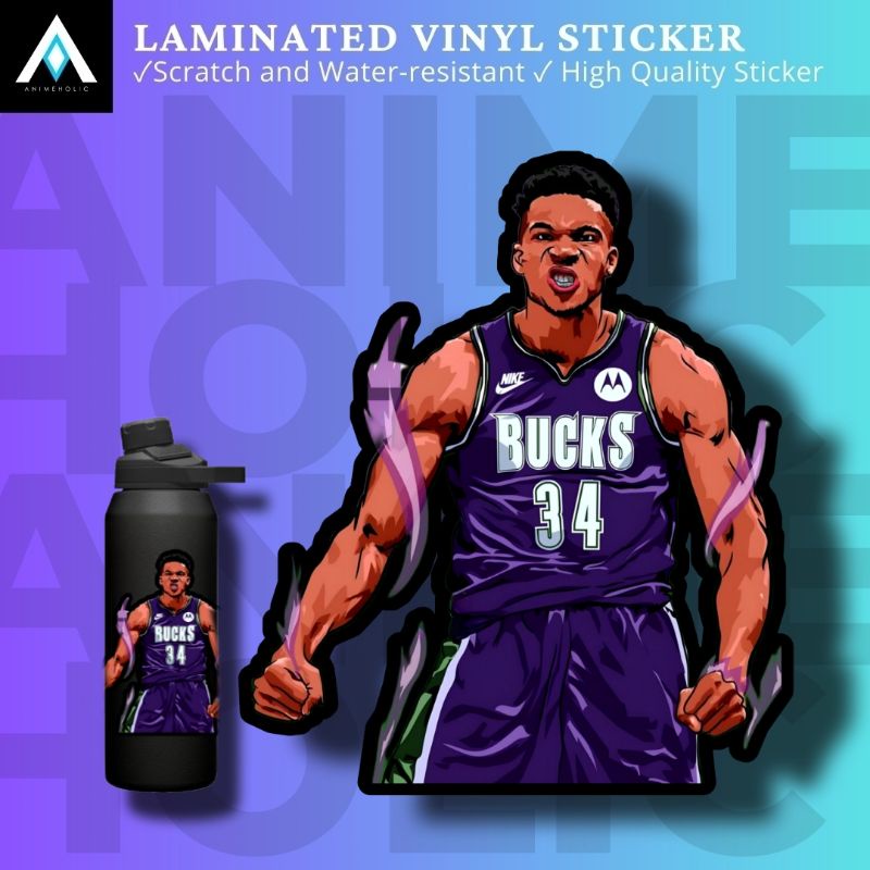 NBA GIANNIS ANTETOKOUNMPO MILWAUKEE BUCKS LAMINATED VINYL STICKERS ...