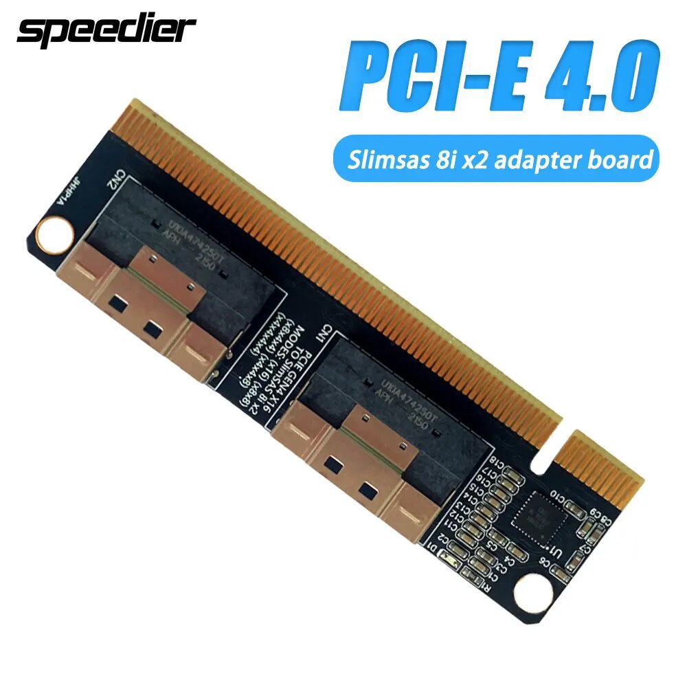 16P PCIe4.0 X16 To 4-Port NVMe Expansion Card Slimsas 8i SFF-8654 ...