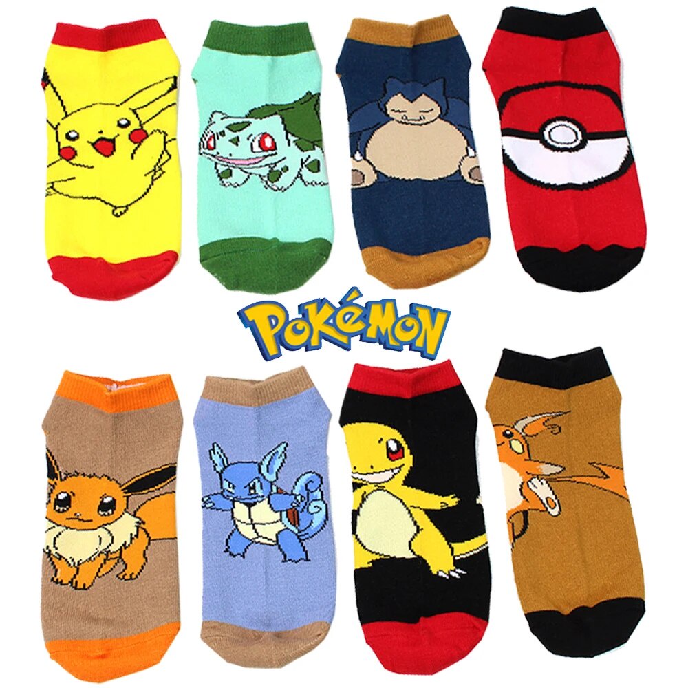 14I Pokemon Socks Wartortle Raichu Bulbasaur Poke Ball Pikachu Snorlax ...