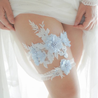White Appliques Wedding Garter For Bride Lace Leg Garter Belt With