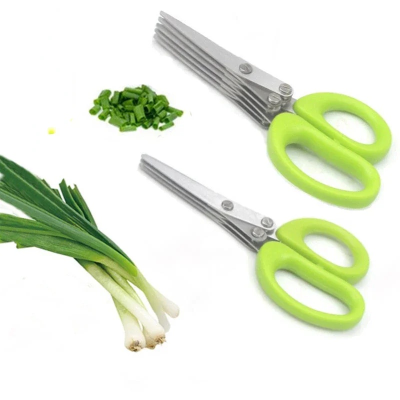 3 / 5 Layer Multi Stainless Steel Scallion Scissors Vegetable Salad ...