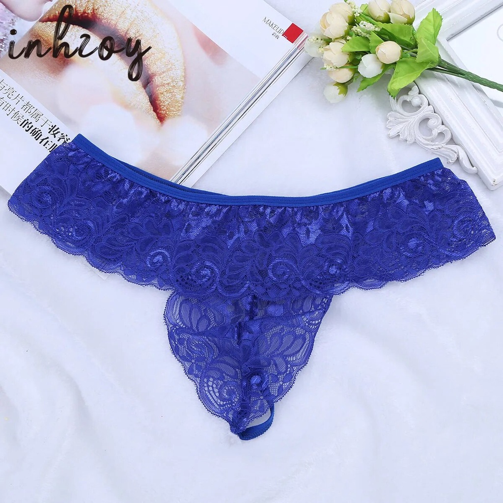 95y Gay Mens Sissy Lingerie Sheer Lace Low Rise Bulge Pouch Bikini Briefs Underwear Sex Crossd 3481