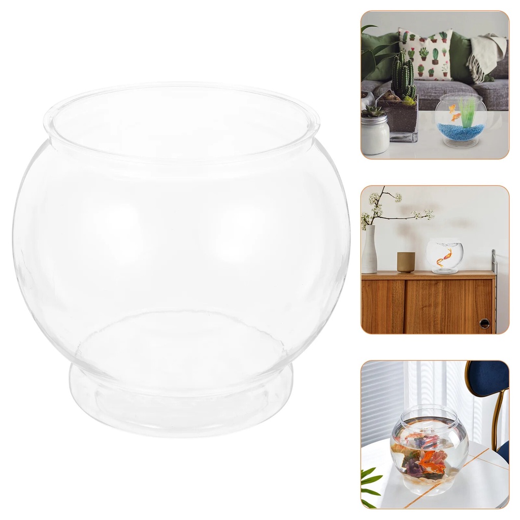 ۩Fish Bowl Plastic Transparent Round Fish Tank Desktop Small Aquarium Clear  Bubble Bowl Goldfish 【p