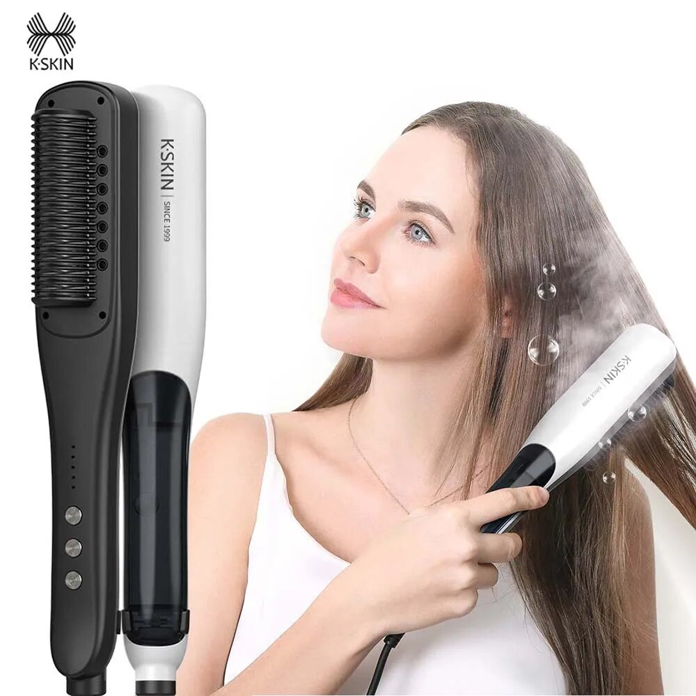 680 KSKIN Steam Hair Straightener Brush Vapor Steam Comb Straightening ...