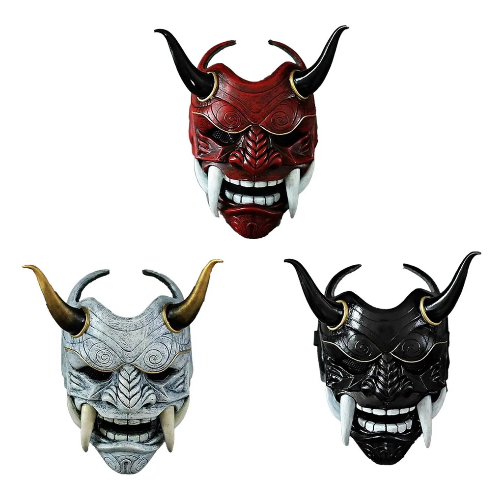 63r Adult Unisex Halloween Face Masks Japanese Hannya Demon Oni Samurai