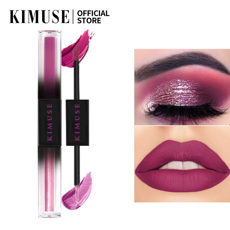 KIMUSE Long Lasting 2 In 1 Dual Ended Matte Shimmer LiquidEyeshadow Lip ...