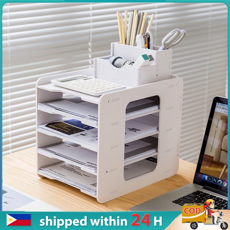 File Storage Rack Desktop File Rack Stationery Bookshelf For Office ...