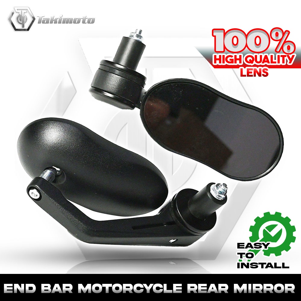 Takimoto Peanut Bar End Side Mirror Clearer Vision Retro Style CNC LTO