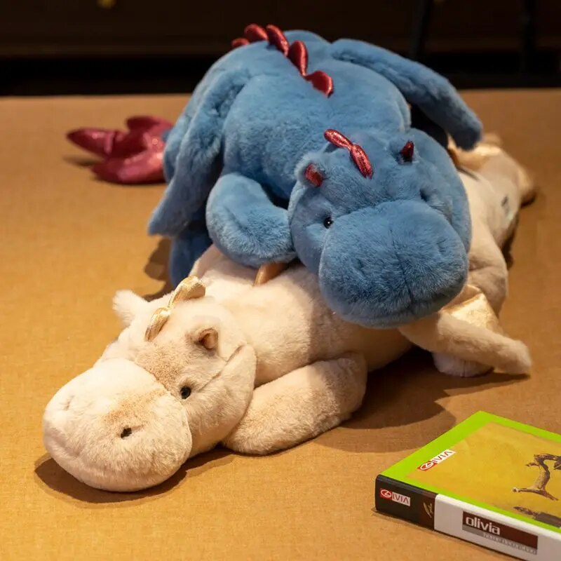 90cm/110cm Fluffy Hair Blue Pterosauria Dragon Rabbit Plush Toy Stuffed ...