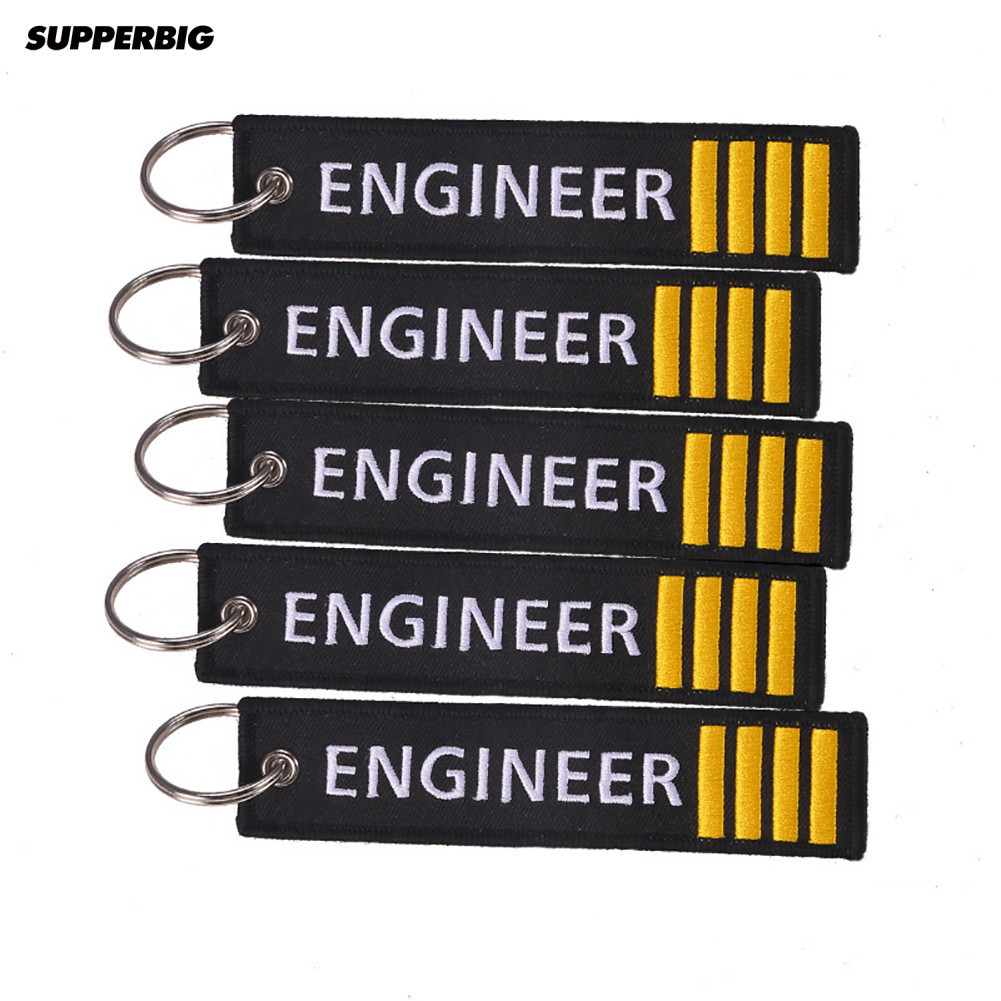 Creative Engineer Four Bars Keychain Embroidery Ring Car Door Key Bag ...