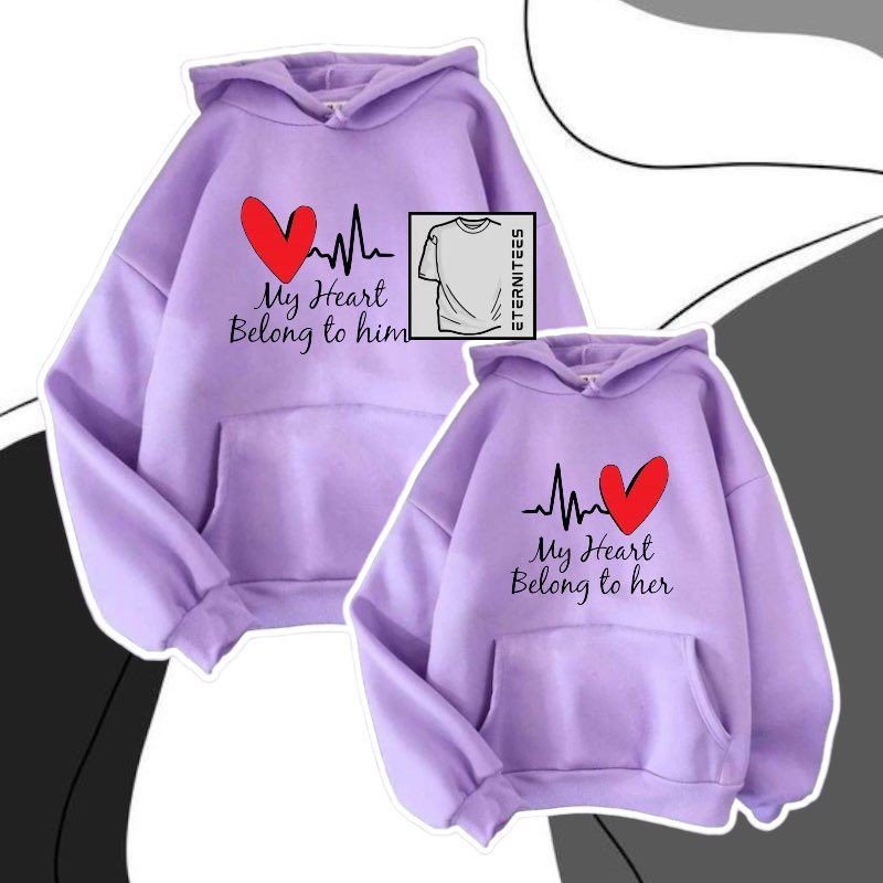 Custom 'My Heart Belongs To Him/Her' Couple Hoodies - Unisex Matching Sweatshirts For Him & Her - View #9