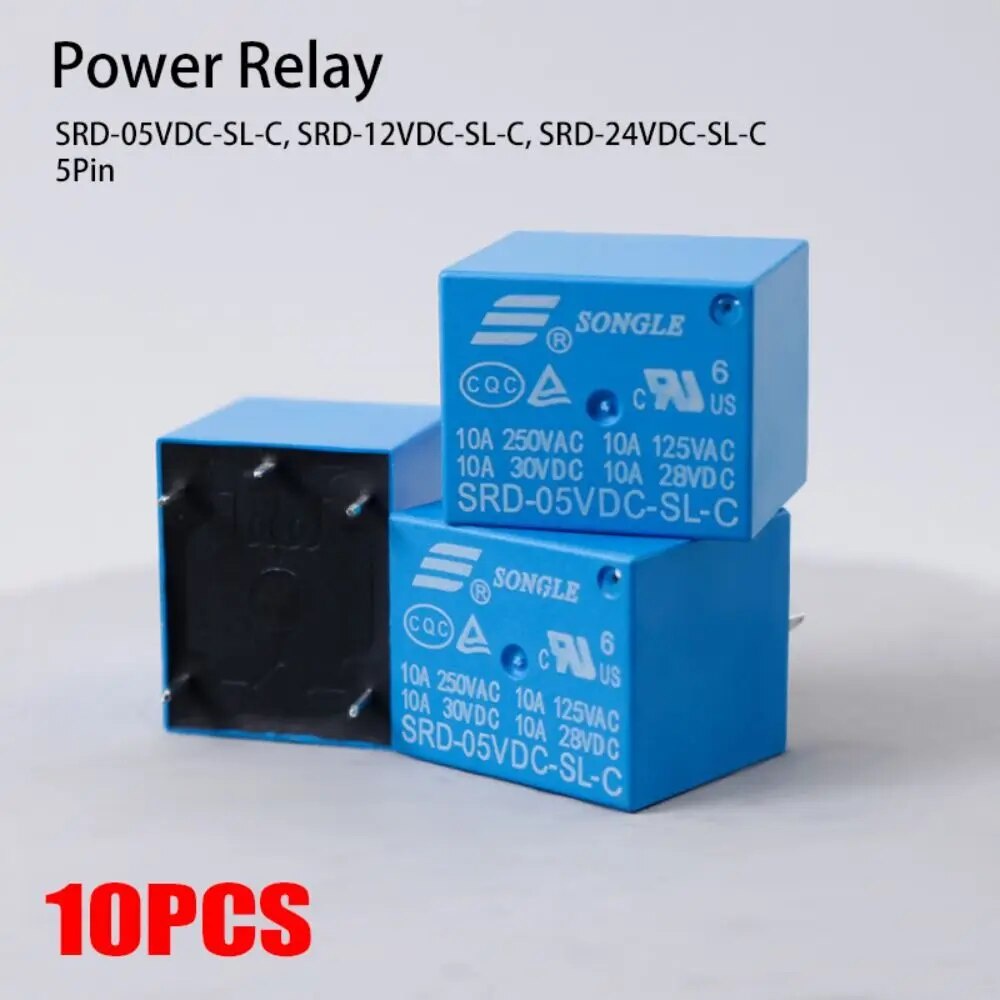 10pcs 5V DC 10A Power Relay PCB Type T735V DIP5 5 Pin Type SRD05VDC