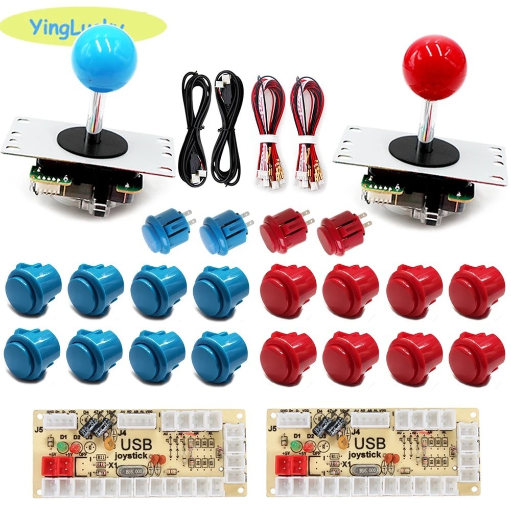 New 2 players Arcade joystick kit, zero delay DIY arcade kit Encoder PC ...