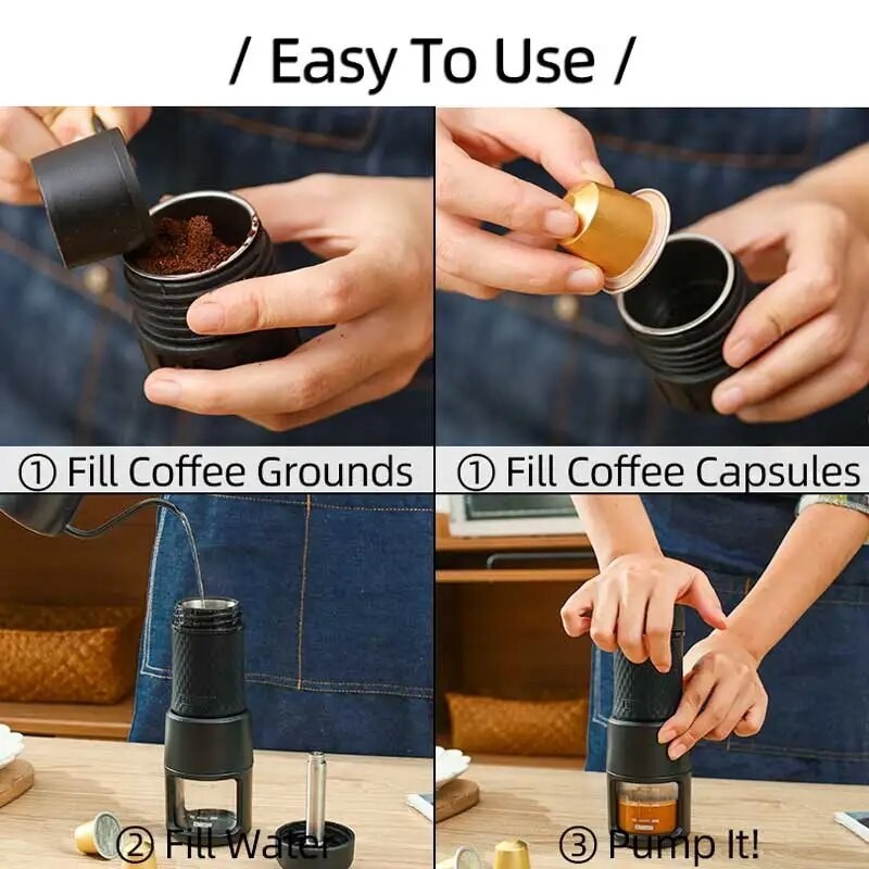 74u Staresso SP200 Portable Espresso Maker brew coffee capsules machine great for hikers campe