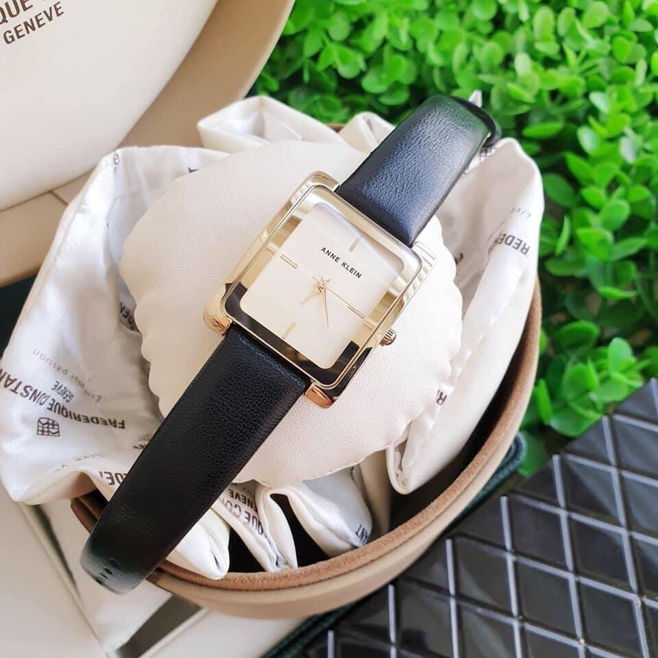 AK Klein Women's Leather Strap Watch, AK/2706CHBK BLACK/GOLD | Shopee ...