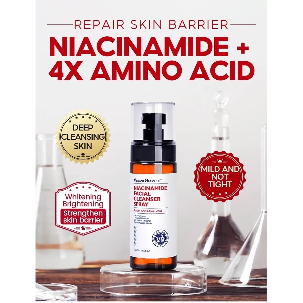 2024.seckill VIBRANT GLAMOUR NIACINAMIDE FACIAL CLEANSER SPRAY 100ml 4X