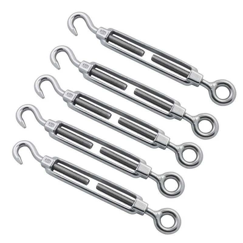 5PCS 304 Stainless Steel Hook And Eye Turnbuckle Wire Rope Tension ...