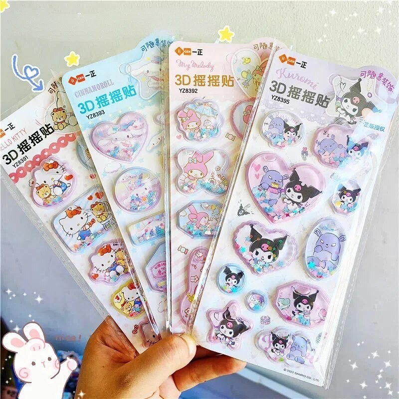 Kawaii Sanrio Shake Water Stickers Anime Cute Hello Kitty My Melody 