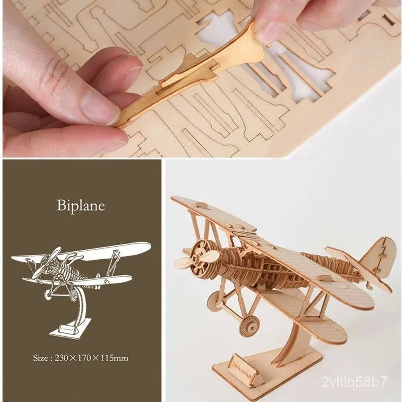 Laser Cutting Sailing Ship Biplane Steam Toys 3D Wooden