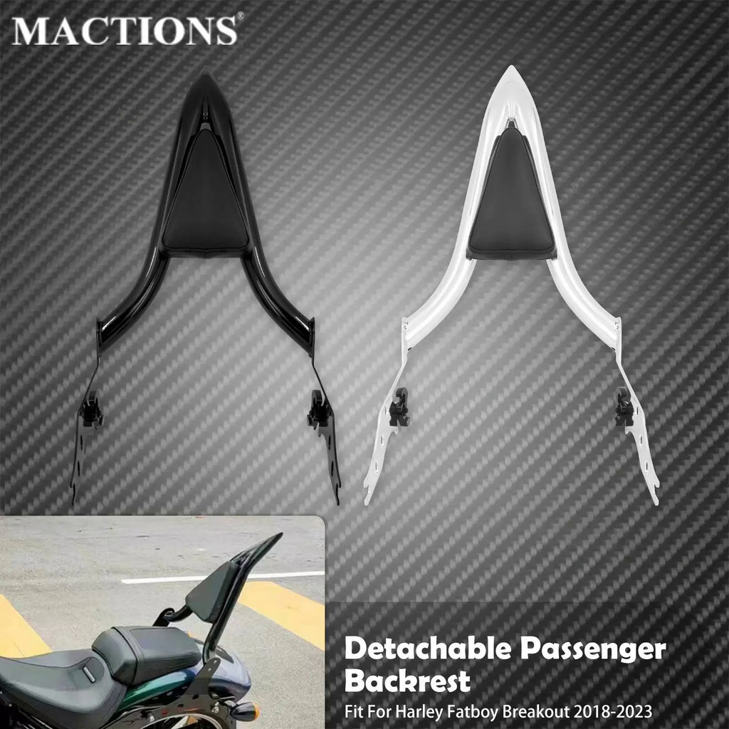 Motorcycle Black Chrome Rear Passenger Sissy Bar Backrest Detachable ...