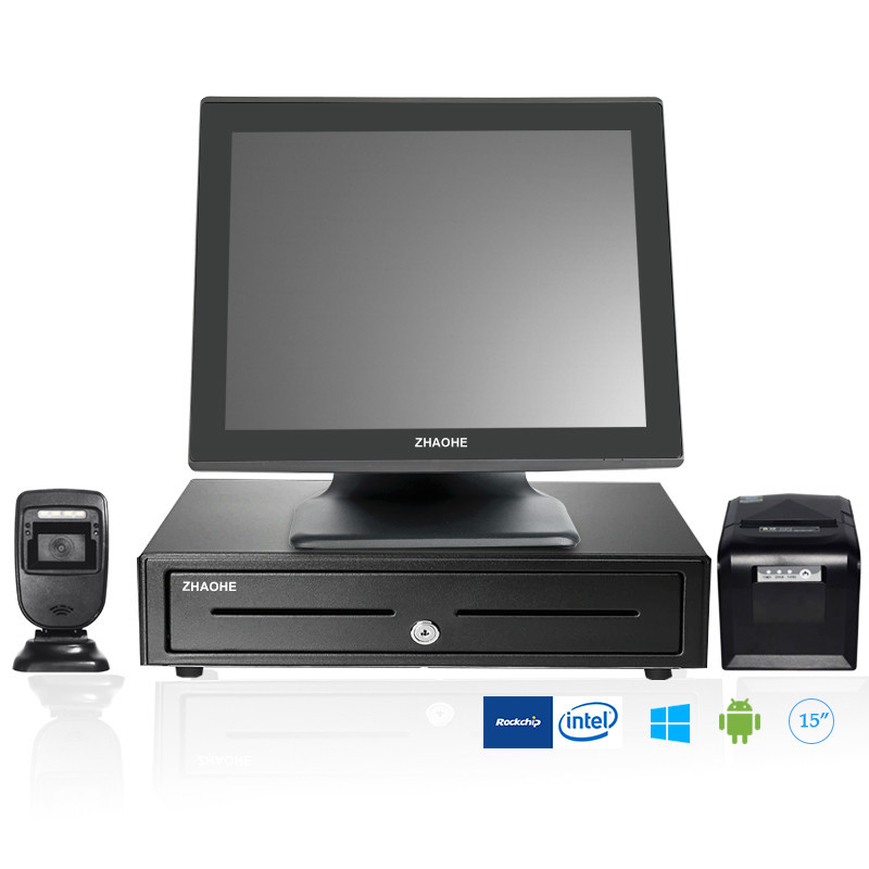 15inch digital windows pos machine with printer dual monitor electronic ...