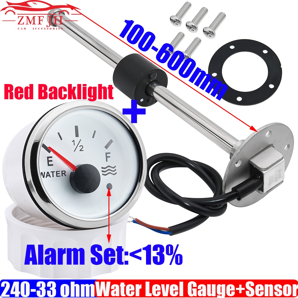 240-33 OHM Water Level Sensor+52MM Water Level Gauge with Alarm Red LED ...