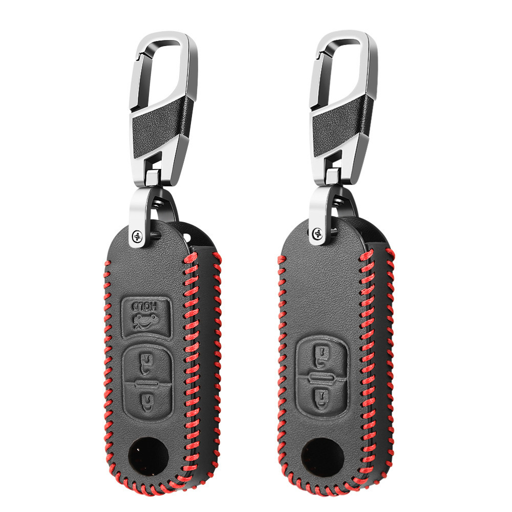 Custodia Portachiavi Auto Mazda In Carbonio Rosso – Cover Protettiva In ABS E Silicone Per 3 Tasti