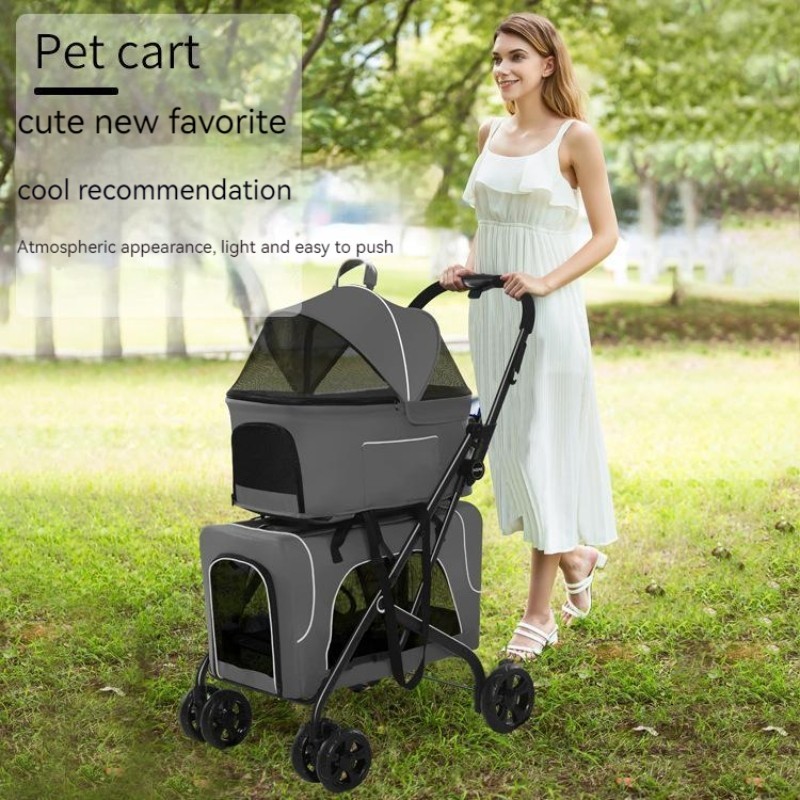 ♣Doubledecker Pet Stroller Light Separable Folding Dog Trolley Cat