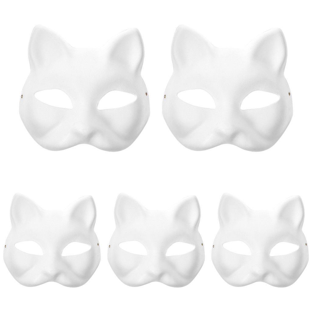 Cosplay Mask Half Face White Halloween Cat Masquerade Masks Paper ...