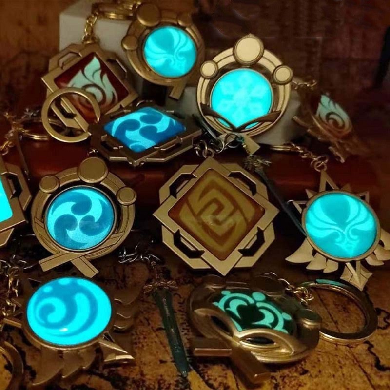 Anime Genshin Impact Keychain Element Vision God's Eye Inazuma