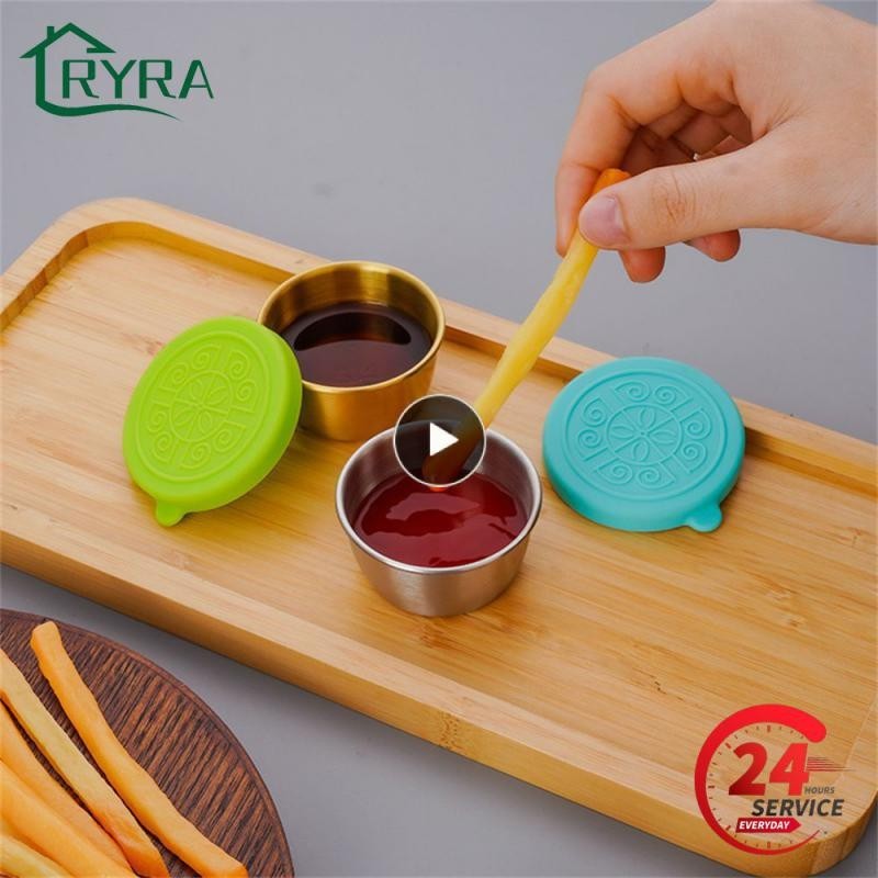 Reusable Condiment Containers Stainless Steel Sauce Cup With Silicone ...