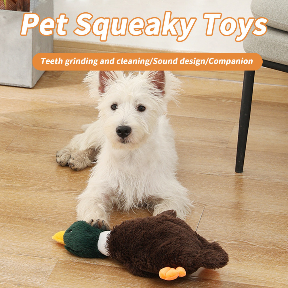 ♣Squeaky Dog Toys, Cute Wild Goose Plush Dog Teething Toy, Soft Stuffed ...