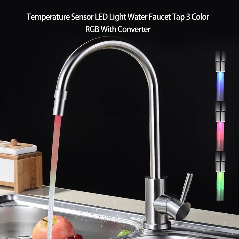♡Colorful Changing Glow Nozzle Shower Head Water Tap Filter LED Light ...