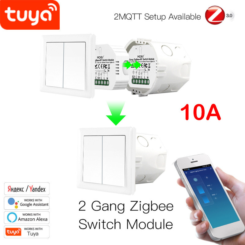 ♚Tuya Smart Zigbee Light Switch 2 Way Control Zigbee+RF Automation ...