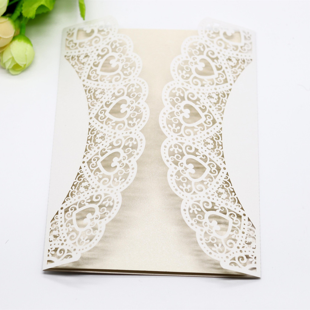 ☇10pcs Elegant Laser Cut Wedding Invitation Card with Rope and Envelop ...