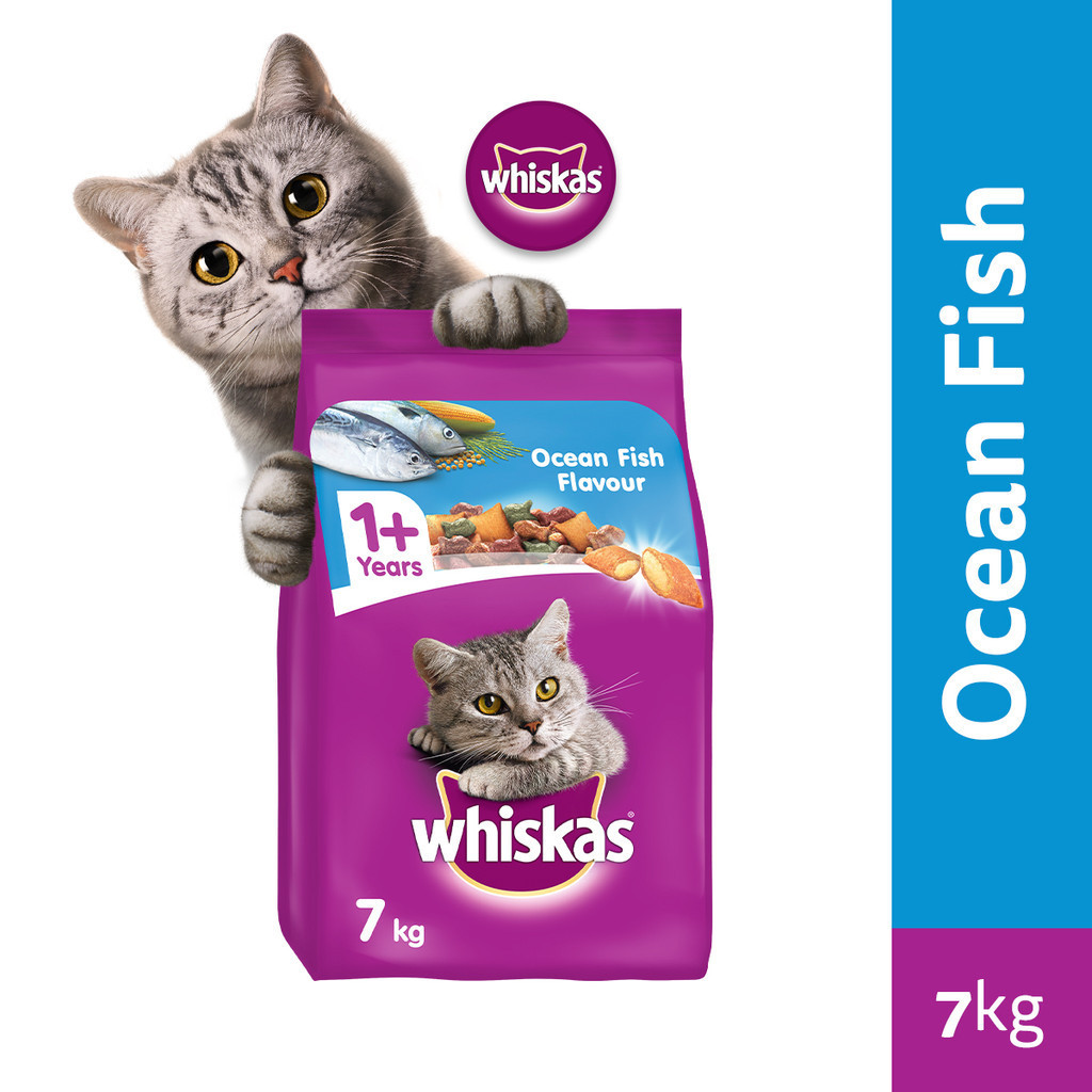 WHISKAS Dry Cat Food in Ocean Fish Flavor for Adult Cats 7kg