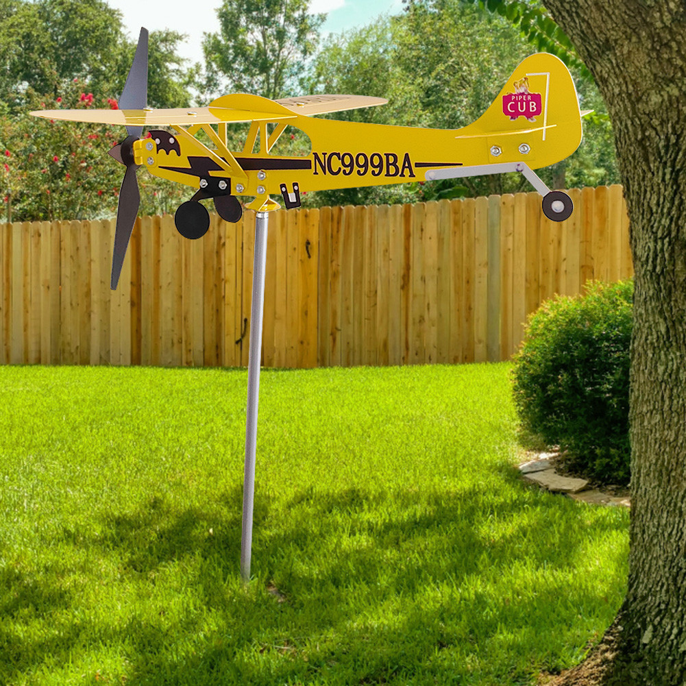 3D Plane Garden Weather Vane Pinwheel Anti-corrosion Metal Airplane ...