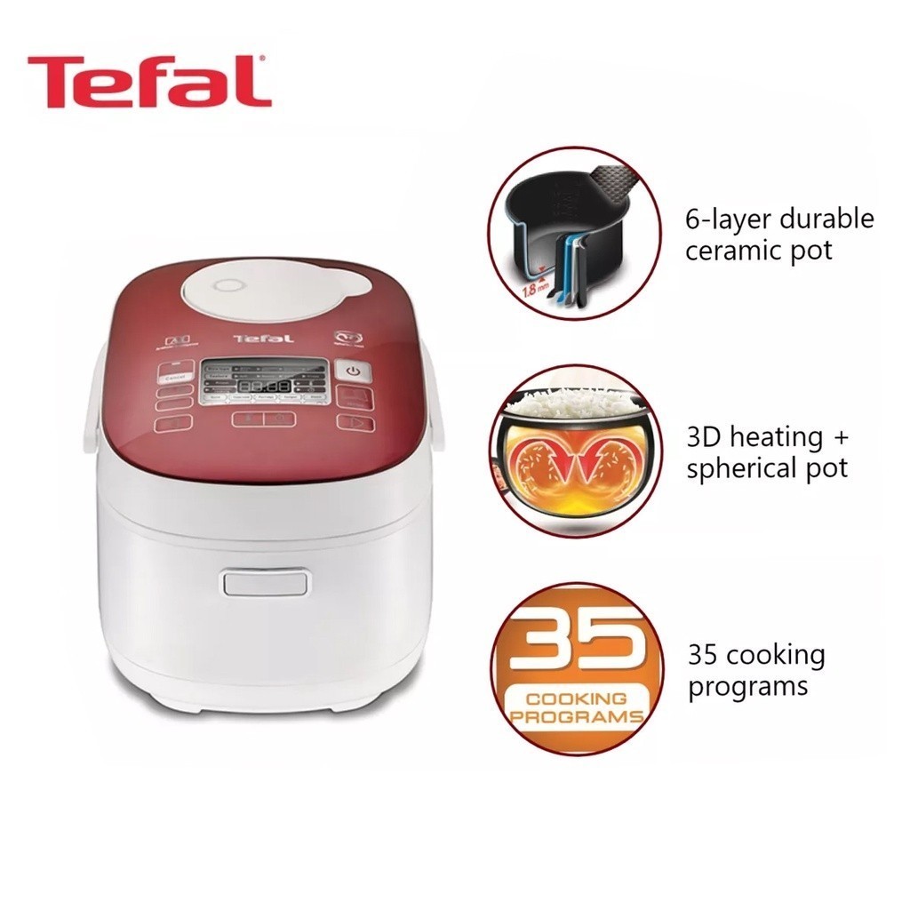 Tefal Original Optimal Spherical Pot Rice Cooker 10-Cups Capacity LED ...