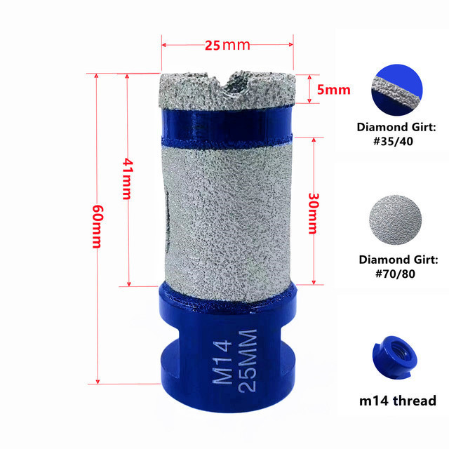 1PCS-M14 thread diamond drill bit finger milling cutter 20/25/32/35/40 ...