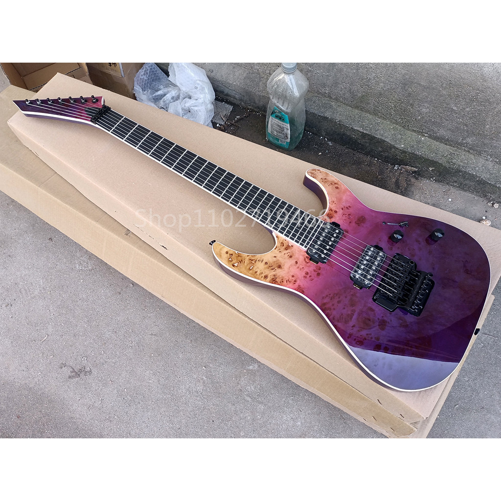 Factory Purple Burst 7 Strings Electric Guitar Neck Through Body Ebony