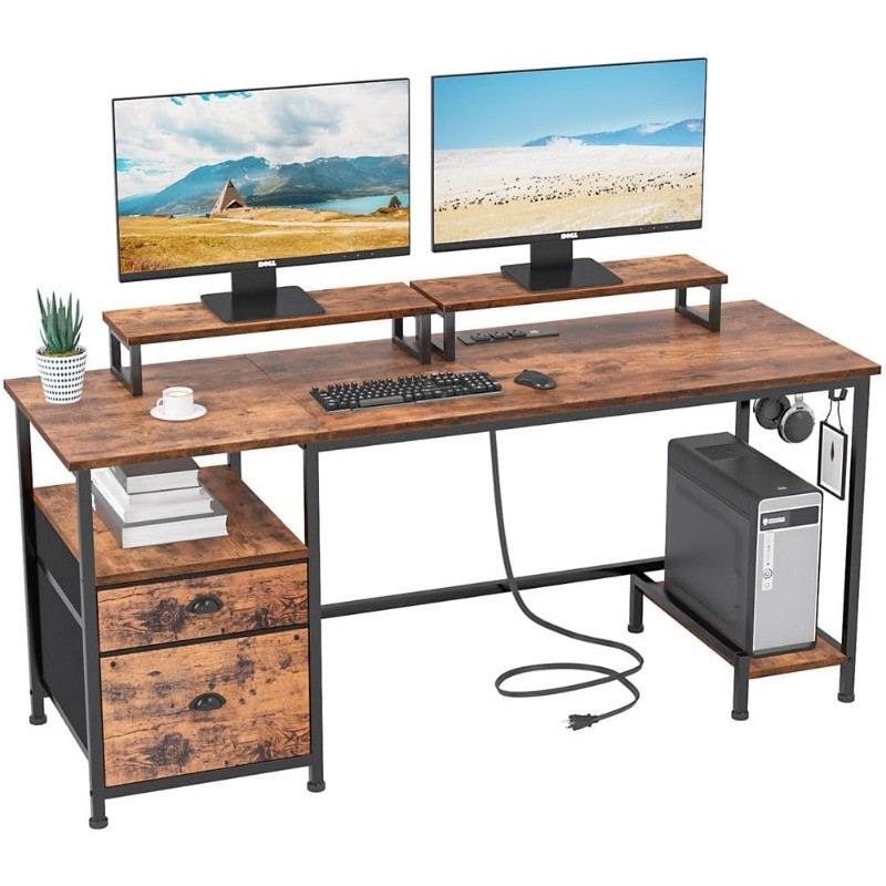 웃Desk with Drawer and Power Outlets, 55\