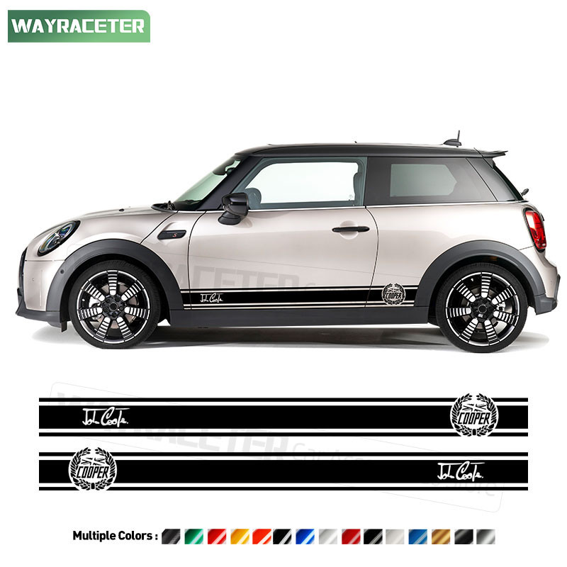 ☾2 Pcs Union Jack Styling Signature John Cooper Door Side Stripes ...
