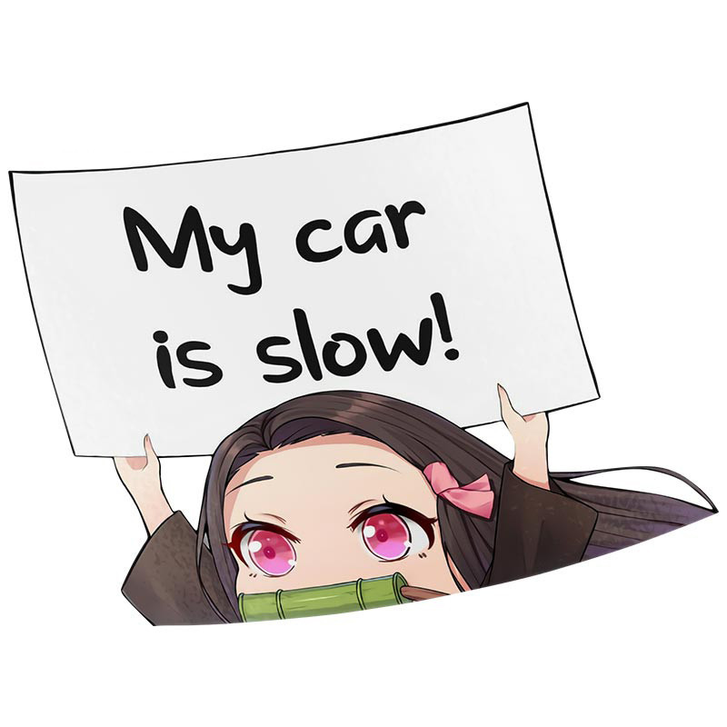 ☈for Demon Slayer Nezuko My Car Is Slow Car Stickers Funny Decal 