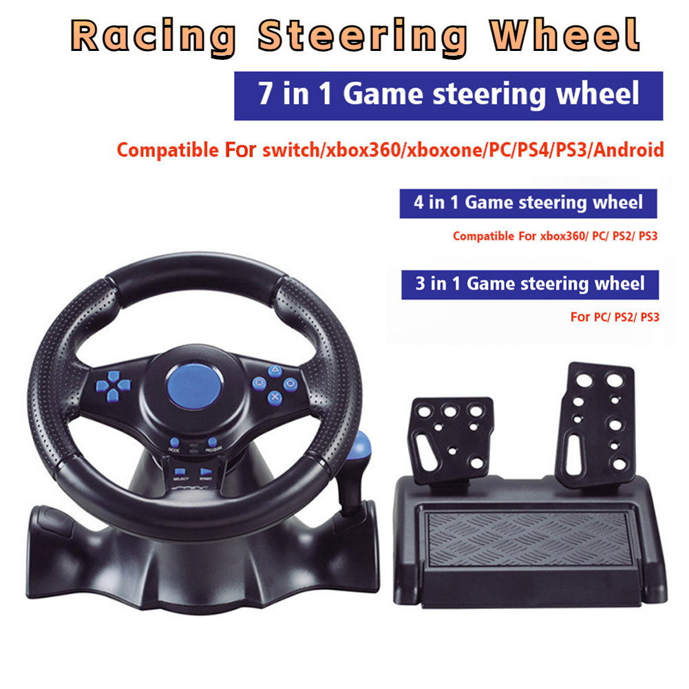 ☠Wired Vibration Racing Simulator Gaming Wheel Driving Steering Wheel ...