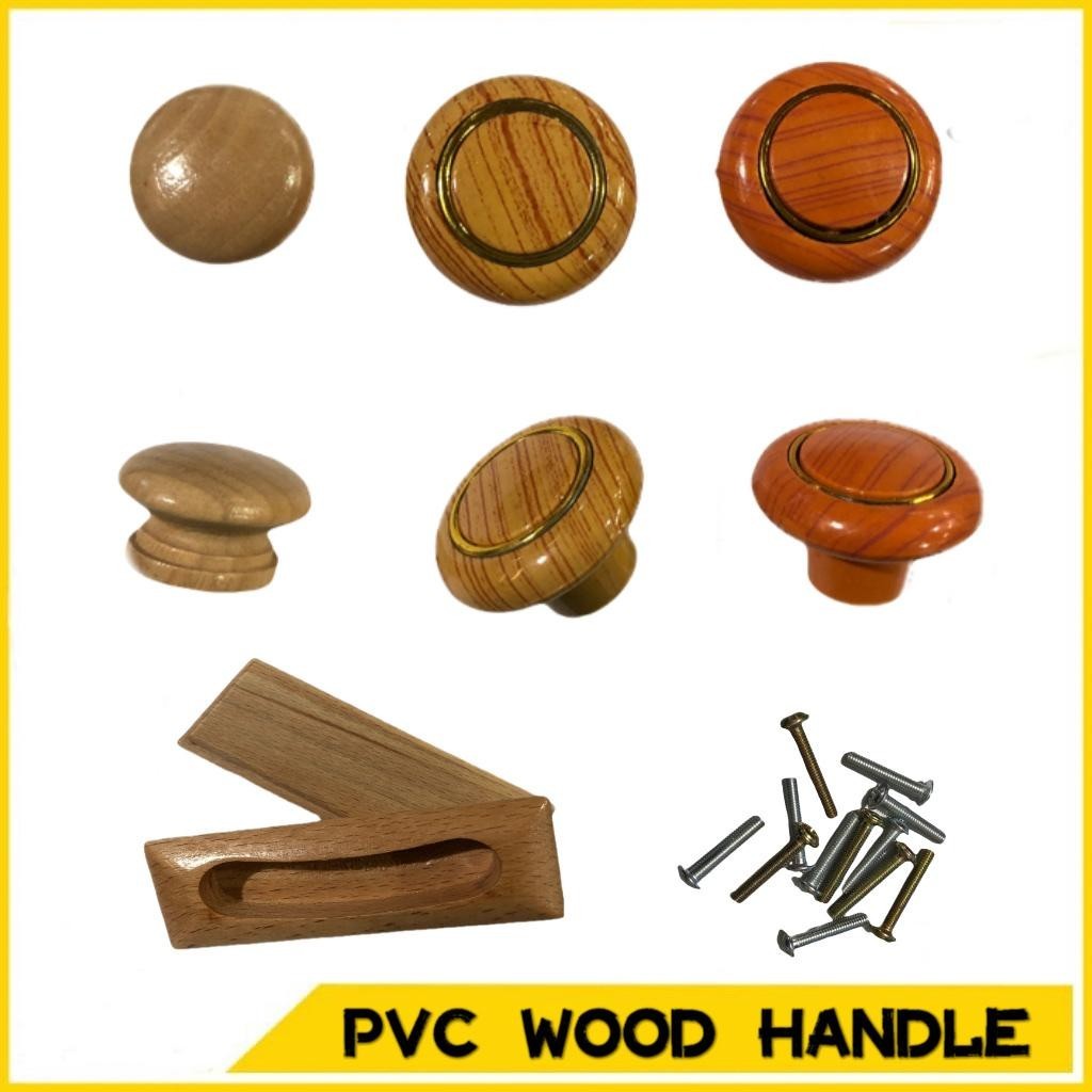 CABINET ROUND WOOD HANDLE / PVC HANDLE with SCREW | Shopee Philippines